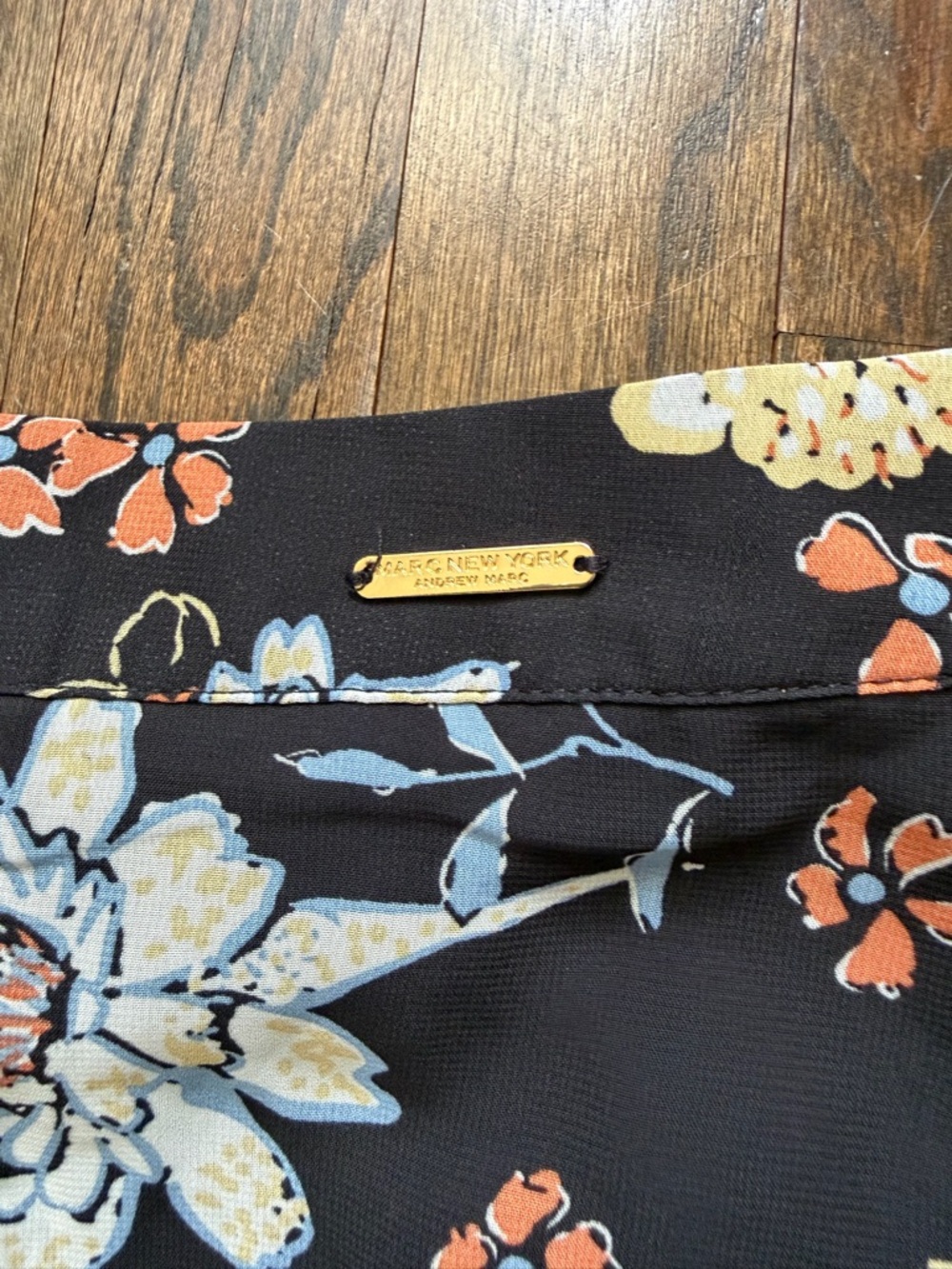 Marc New York Black Floral Ruffle Midi Skirt with Cream & Pink Blooms - Picture 6 of 6